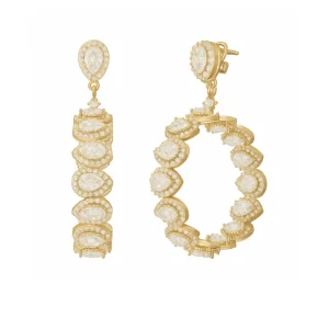 SERENELLE — Pear-shaped diamond with round halo, inside-out hoop earrings-VER1162