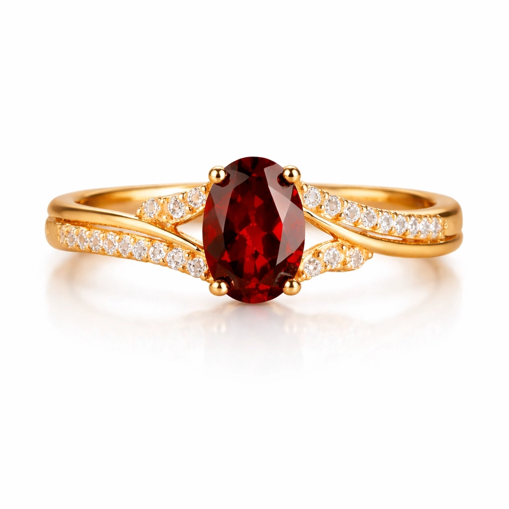 Garnet Halo Luxe Ring